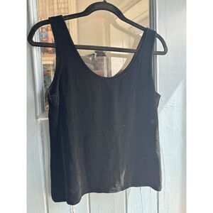 Eileen Fisher | Chic 90s style Velvet Crop Scoop Neck Tank, Black | Medium